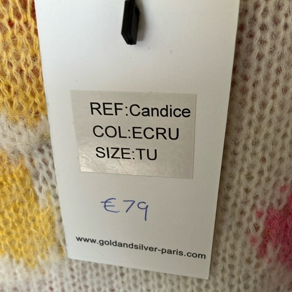 Gold & Silver: Pink & Green Crew Neck Floral Design Sweater- One size fits most - Picture 4 of 16